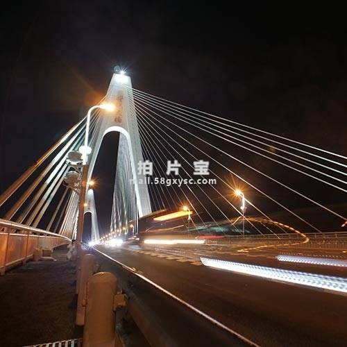 世纪大桥夜景延时摄影流光海南海口